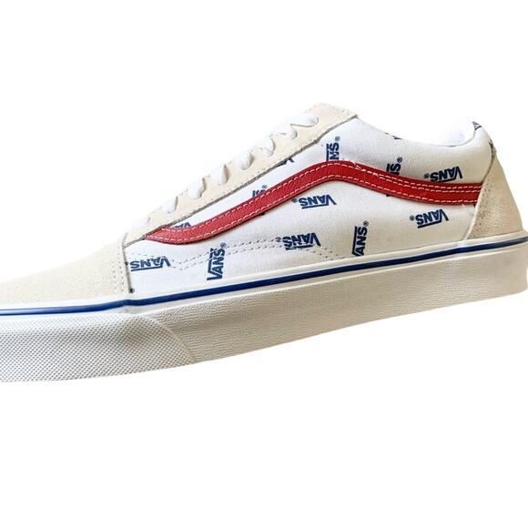 Vans Old Skool Sneakers True White All Over Print Logo Shoes Men’s 11.5 NEW - Picture 1 of 15